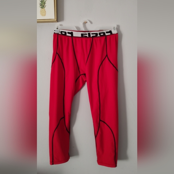 Tesla Men's Compression Pants Athletic Size 2XL Color Red Running  UPF 50 New - Picture 1 of 11